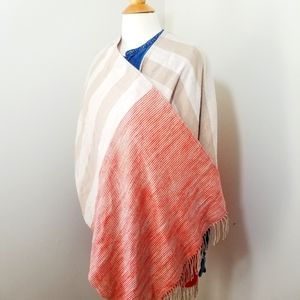 Echo orange striped scarf poncho